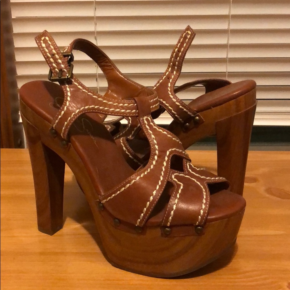 Tan high heels